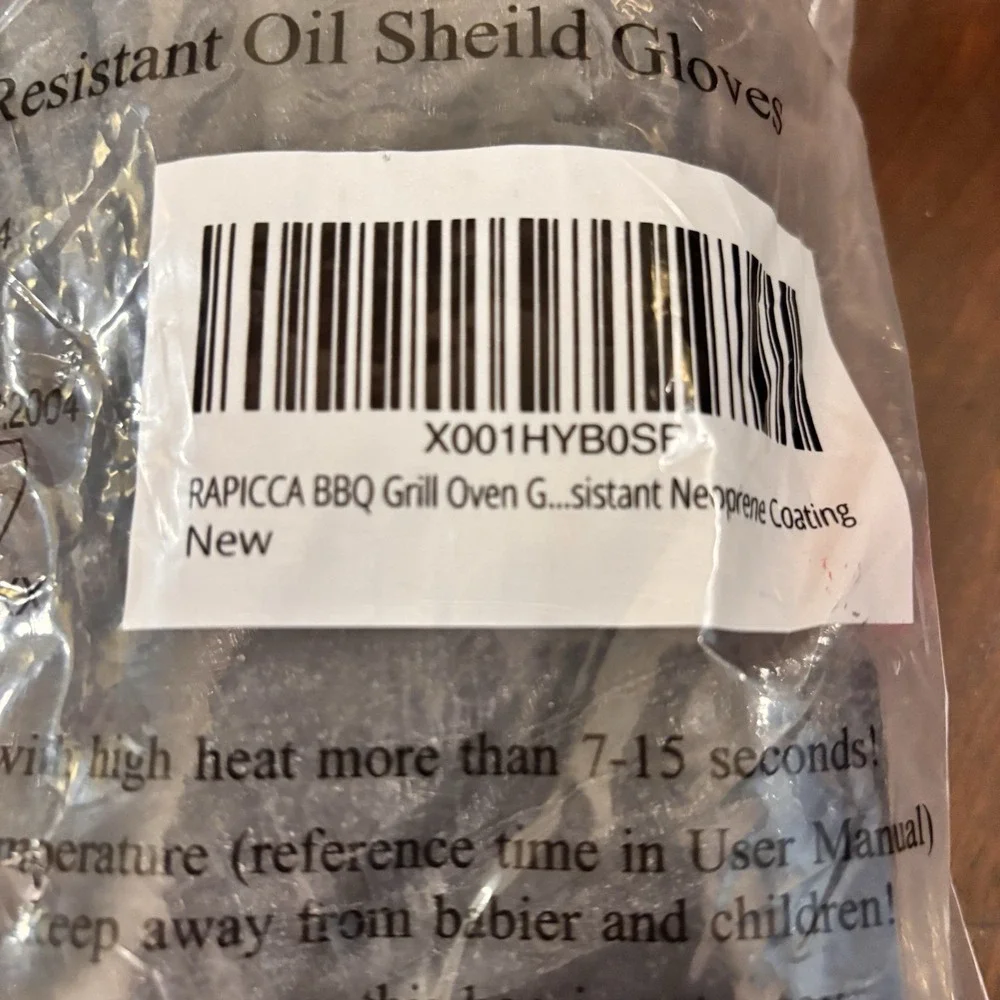 RAPICCA BBQ Grill Gloves XL Heat Resistant Oil Shield Neoprene Smoker Oven NWT